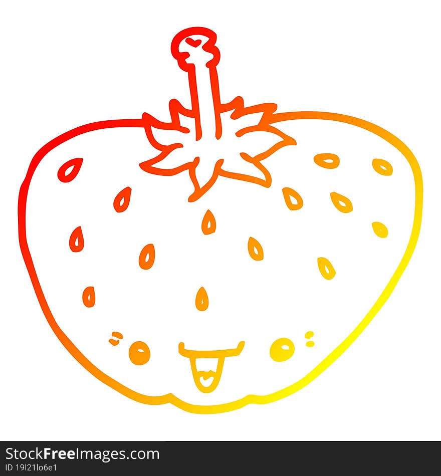 warm gradient line drawing cartoon strawberry