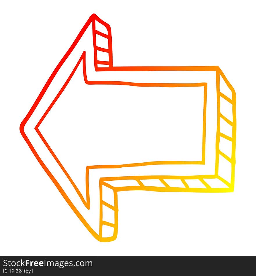 warm gradient line drawing cartoon directing arrow