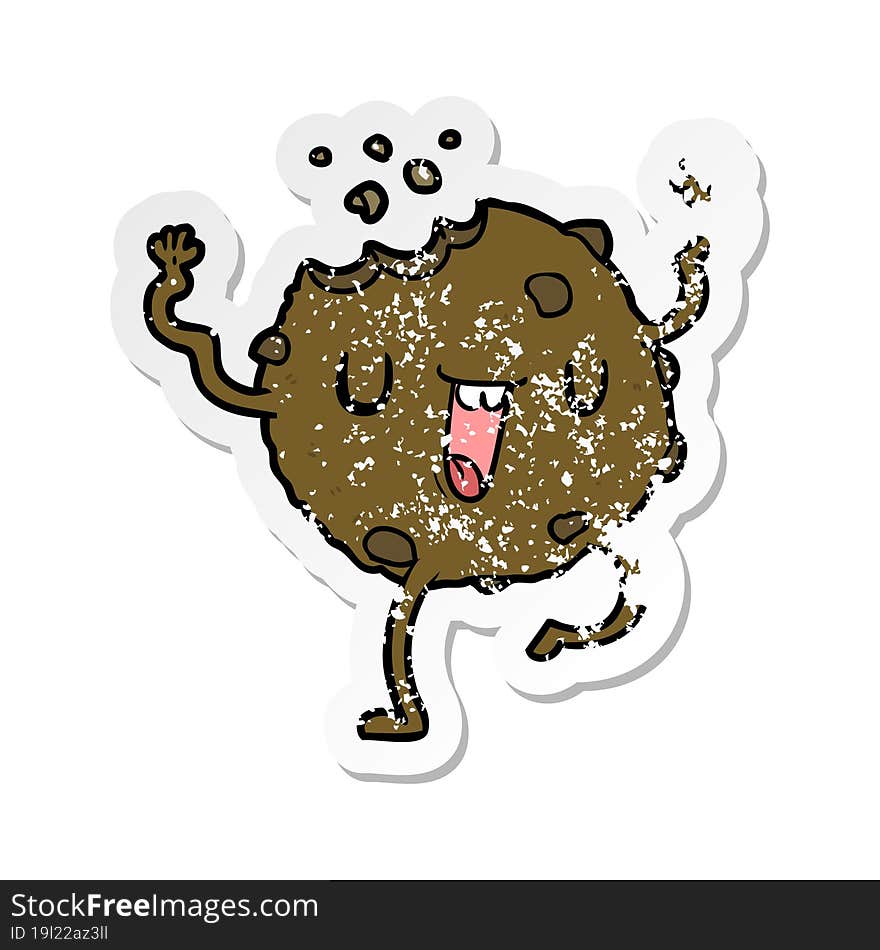 Distressed Sticker Of A Cartoon Dancing Cookie