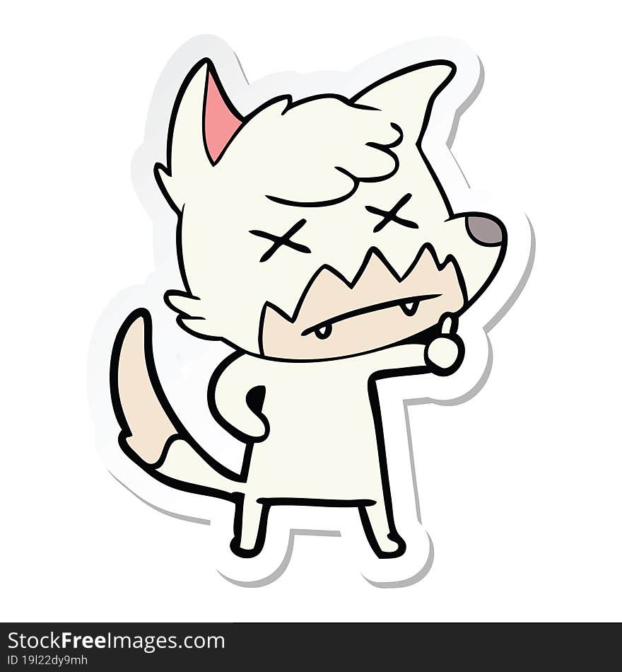 Sticker Of A Cartoon Dead Fox