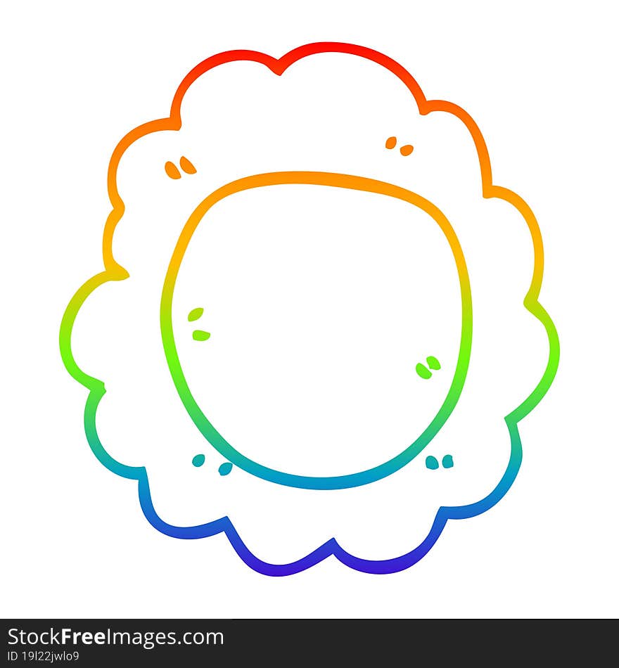 rainbow gradient line drawing of a cartoon flower