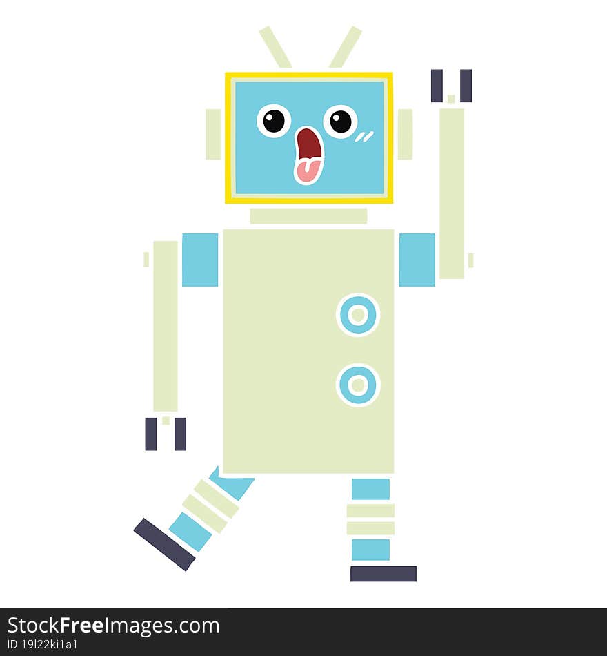 flat color retro cartoon of a robot