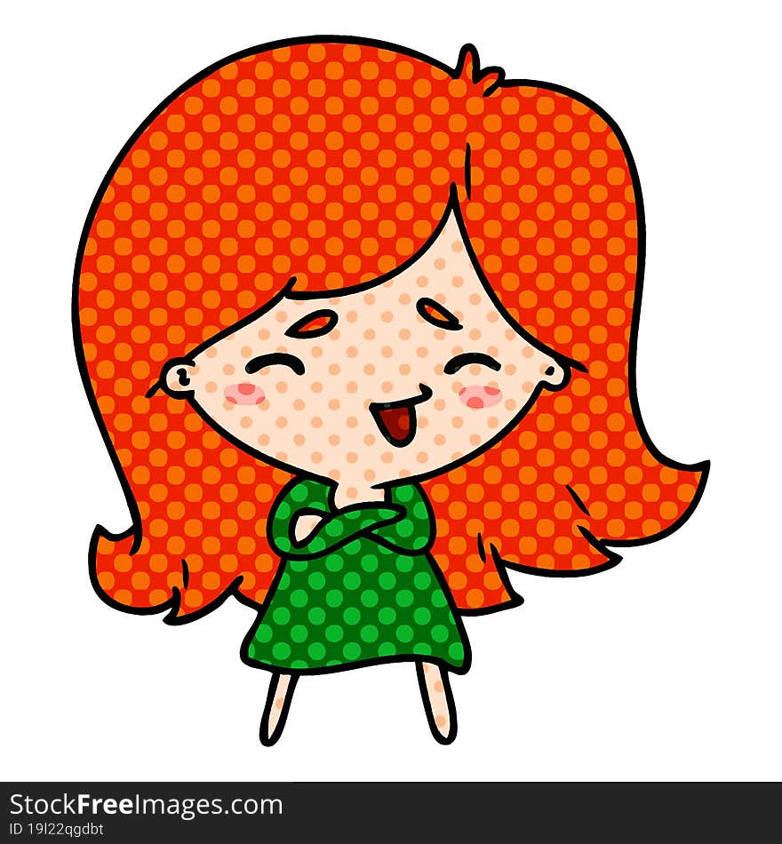 cartoon illustration of a cute kawaii girl. cartoon illustration of a cute kawaii girl