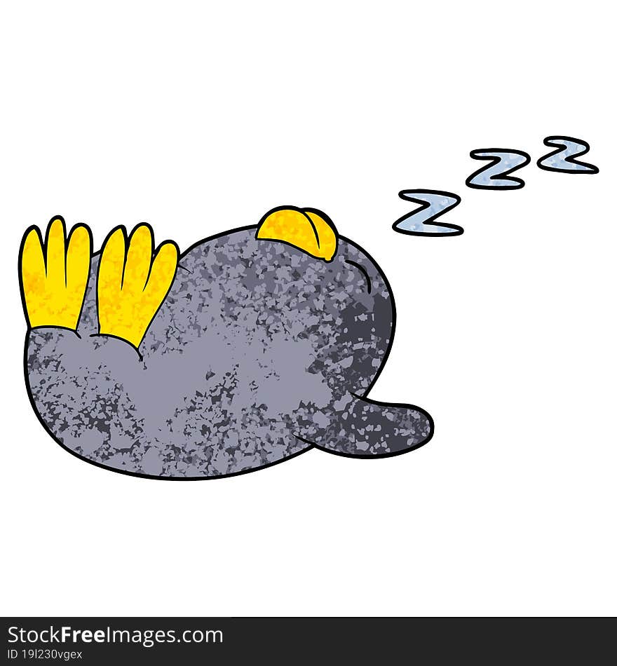 cartoon sleeping penguin. cartoon sleeping penguin