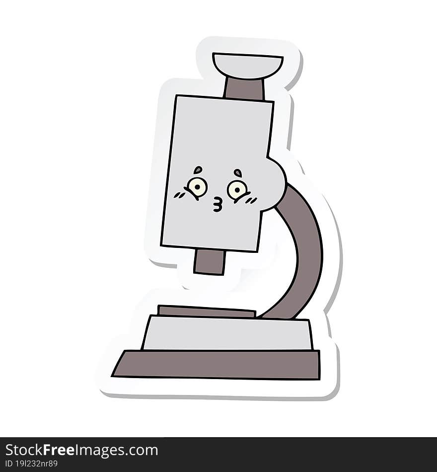 sticker of a cute cartoon microscope