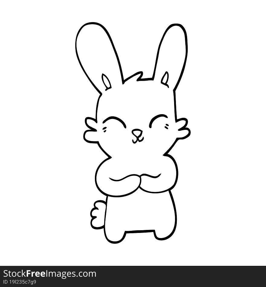 Cute Black And White Cartoon Rabbit