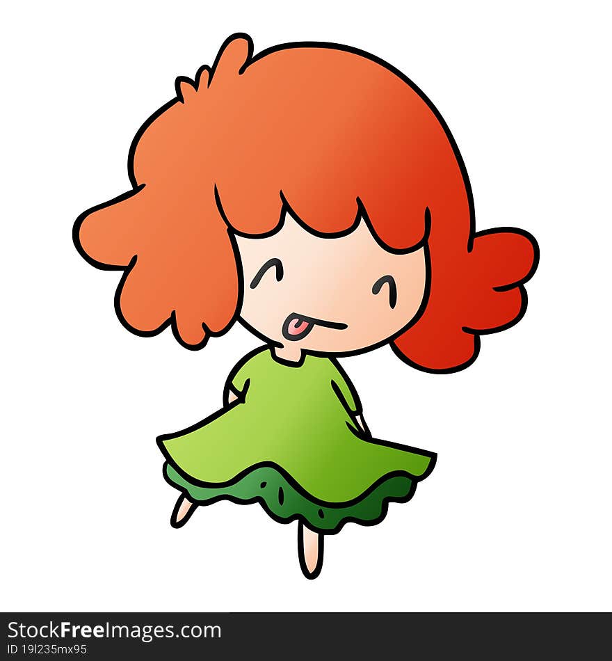 gradient cartoon illustration of a cute kawaii girl. gradient cartoon illustration of a cute kawaii girl