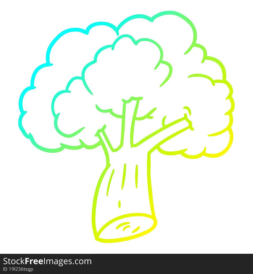 cold gradient line drawing cartoon broccoli