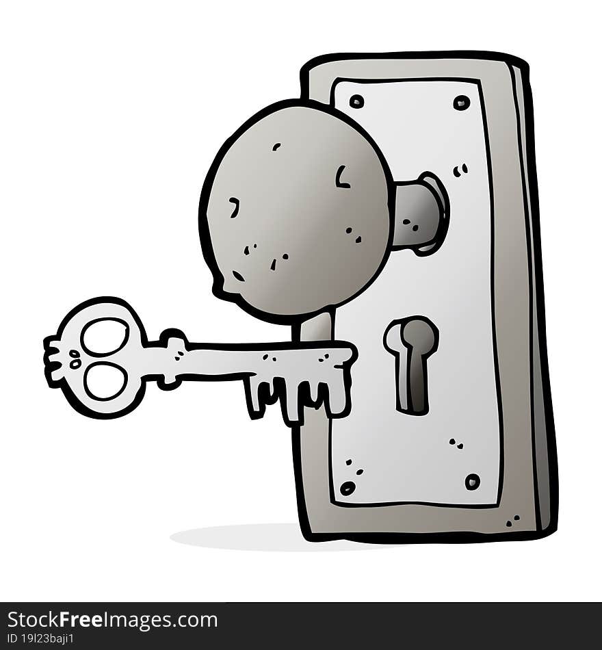 cartoon spooky old door knob