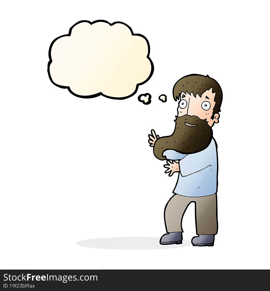 Cartoon Excited Bearded Man With Thought Bubble