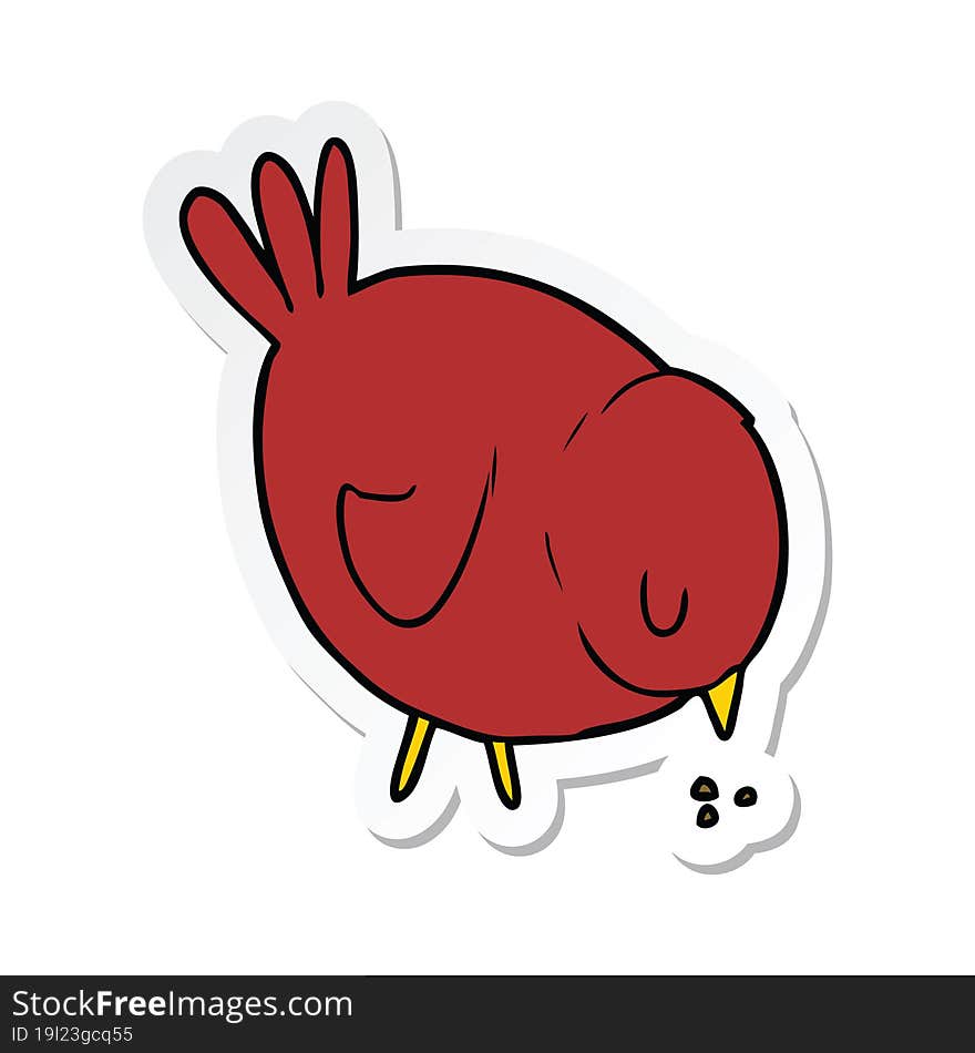 Sticker Of A Cartoon Bird