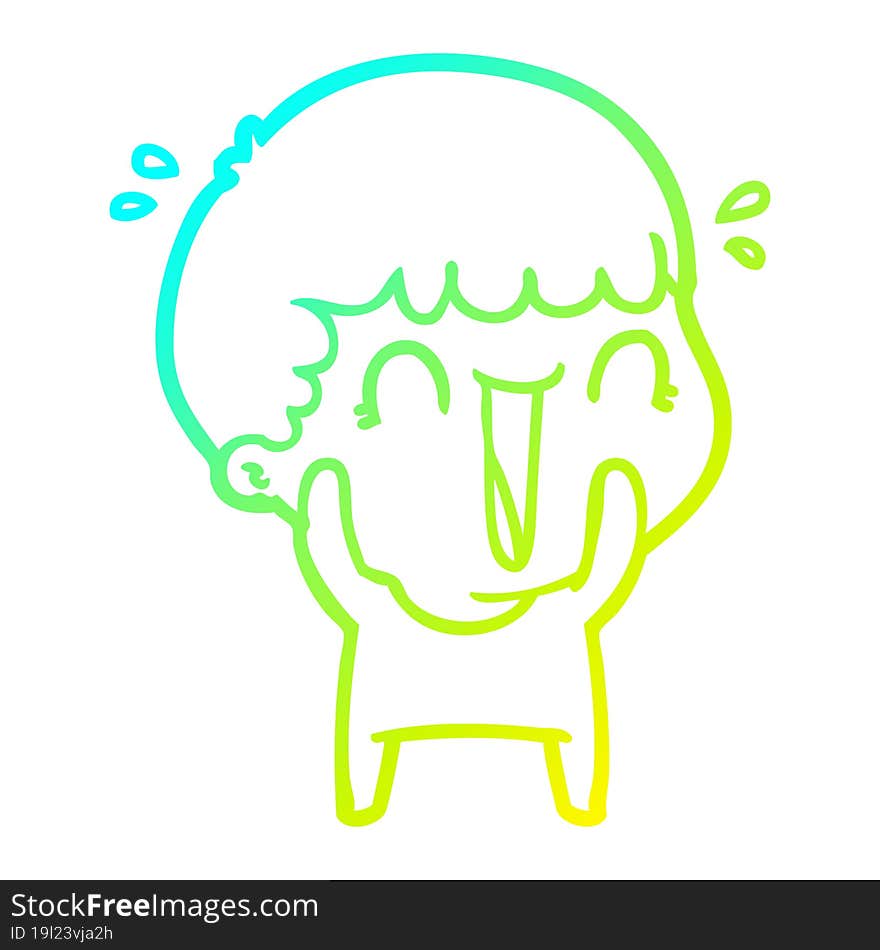 Cold Gradient Line Drawing Laughing Cartoon Man