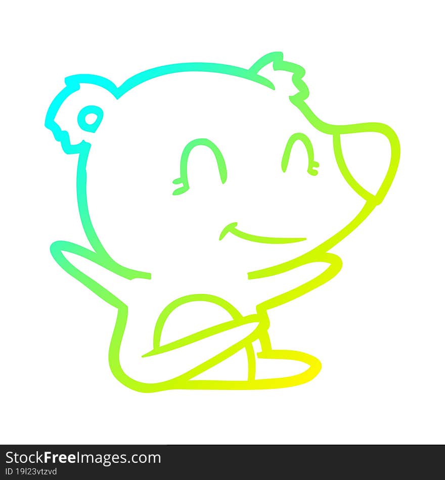 cold gradient line drawing smiling bear cartoon