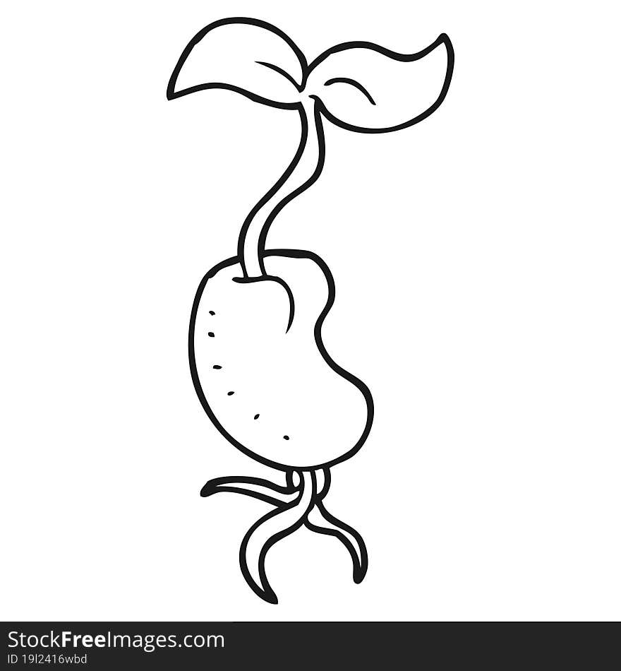 Black And White Cartoon Sprouting Seed