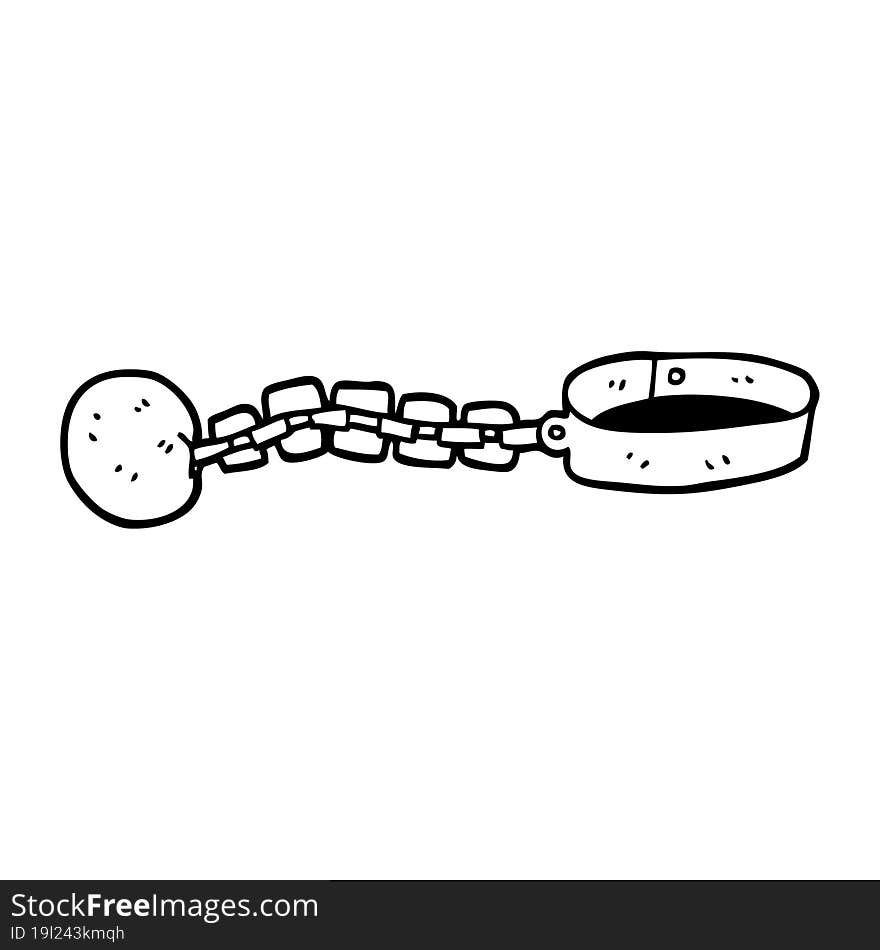 line drawing cartoon ball and chain