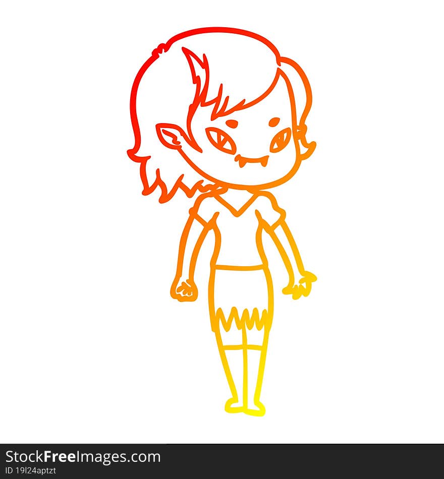 warm gradient line drawing cartoon friendly vampire girl