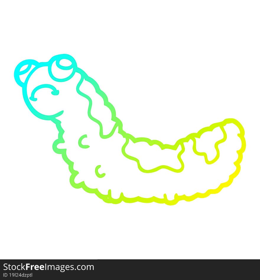 cold gradient line drawing cartoon unhappy caterpillar