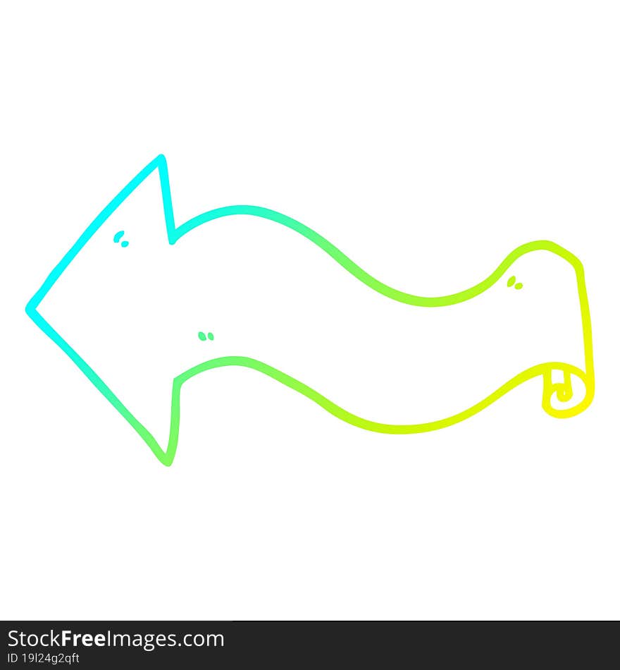 cold gradient line drawing cartoon arrow