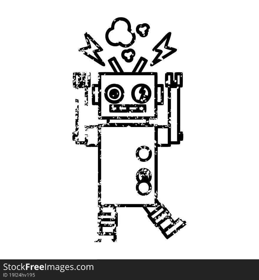 malfunctioning robot distressed icon symbol