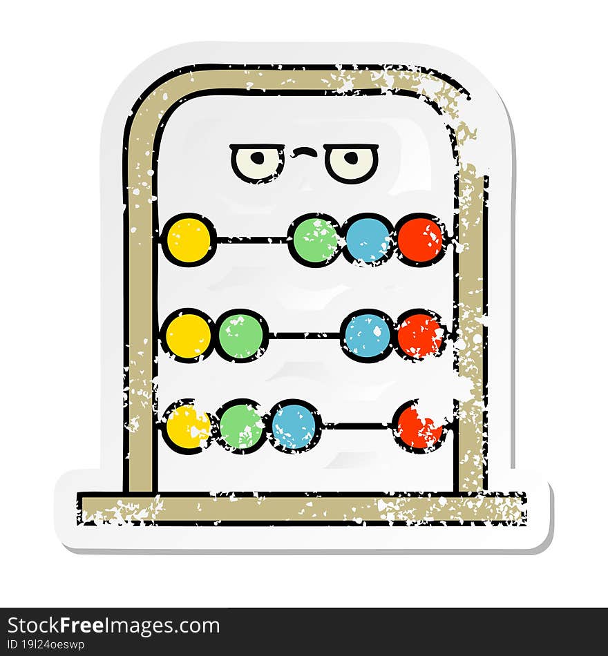 distressed sticker of a cute cartoon abacus