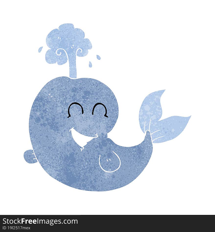 retro cartoon whale spouting water