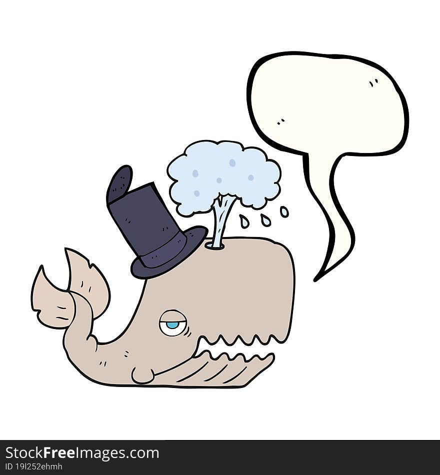 Speech Bubble Cartoon Whale Spouting Water