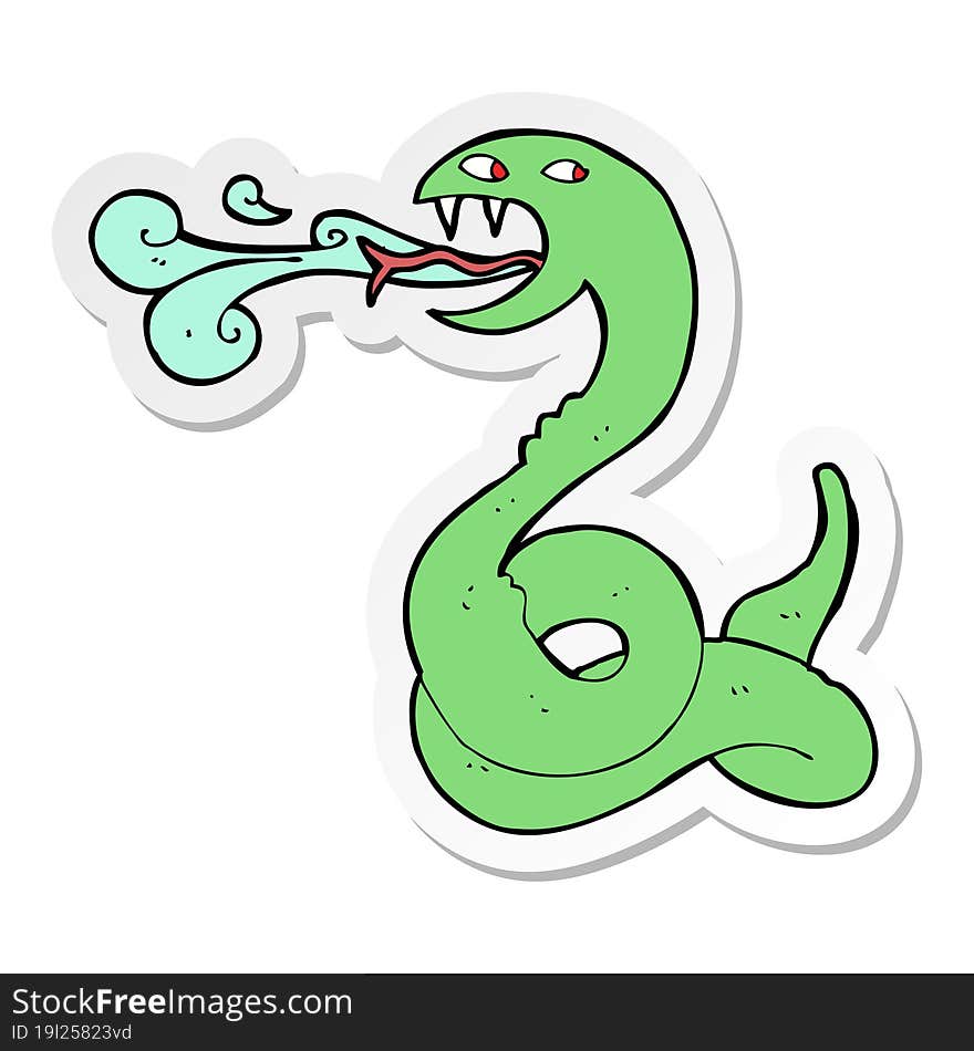 sticker of a cartoon hissing snake