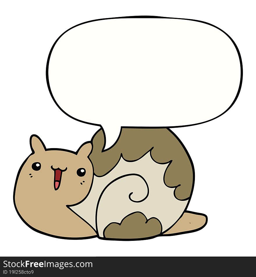 cute cartoon snail with speech bubble. cute cartoon snail with speech bubble