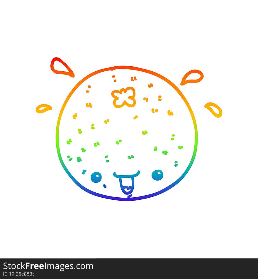 rainbow gradient line drawing of a cartoon orange