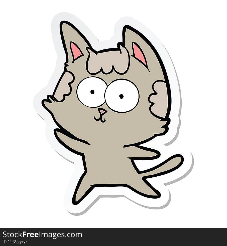 sticker of a happy cartoon cat