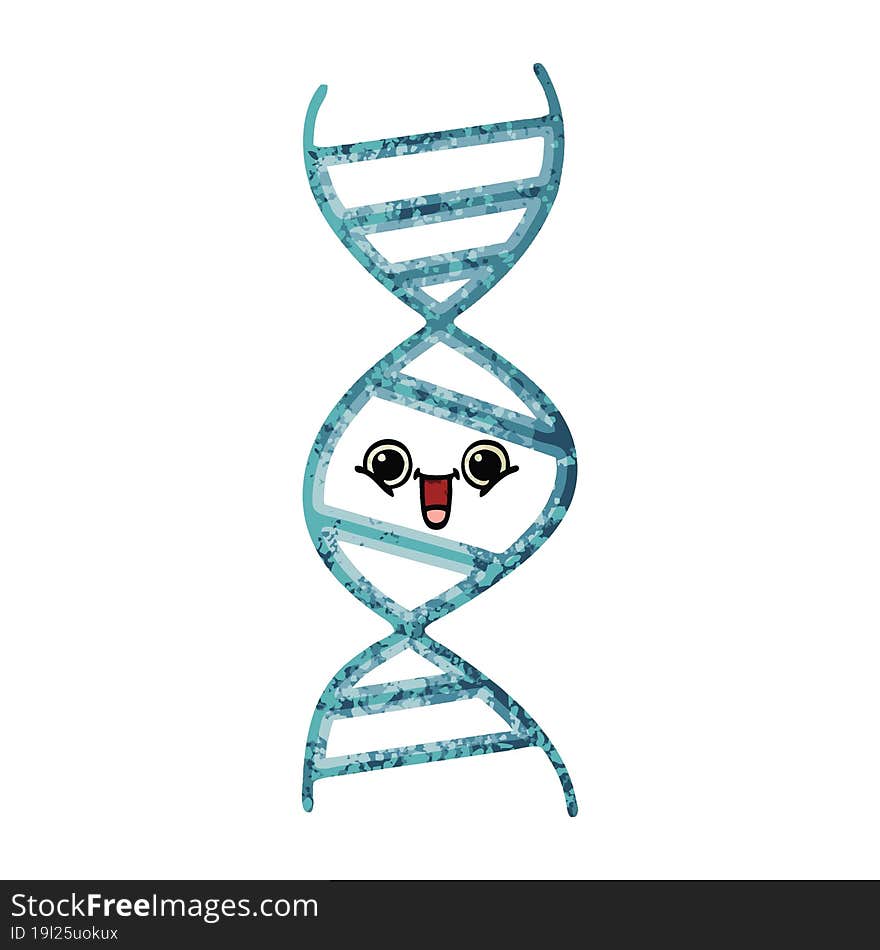 retro illustration style cartoon DNA strand