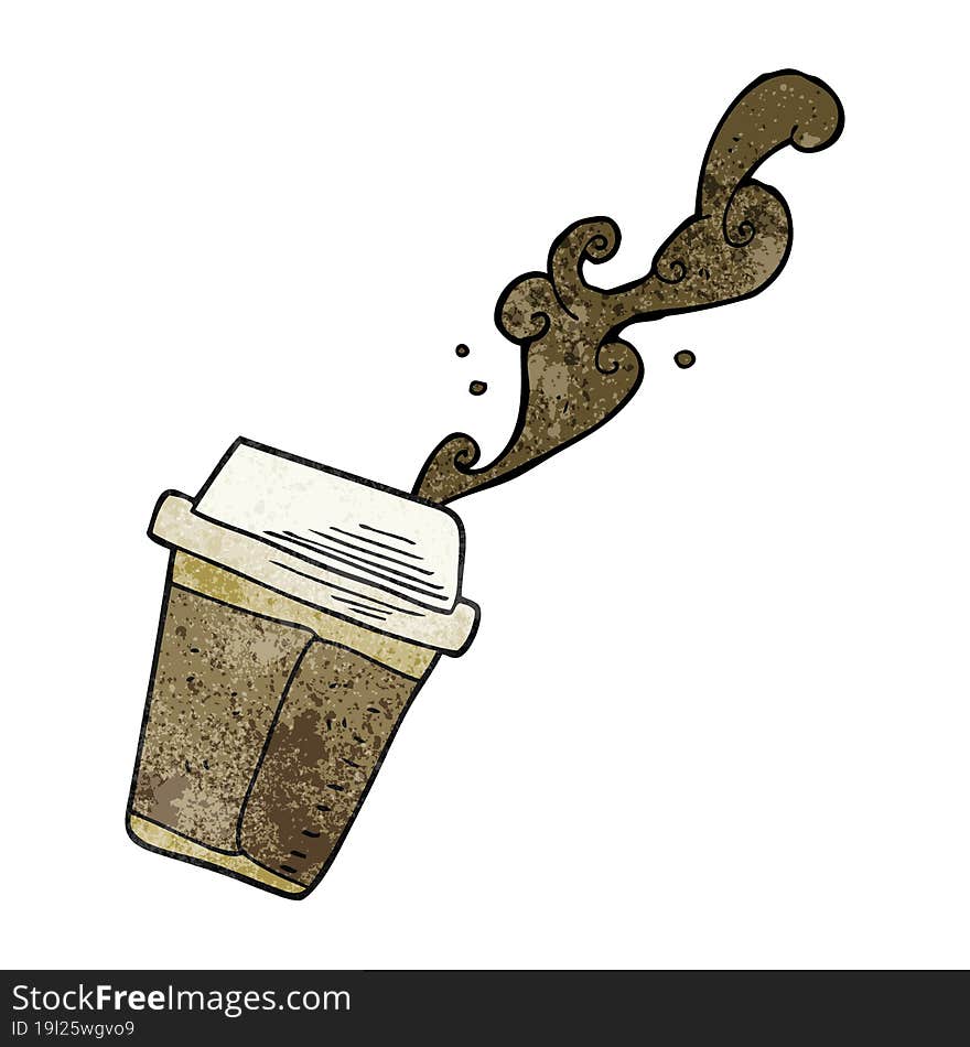 freehand textured cartoon spilling coffee. freehand textured cartoon spilling coffee