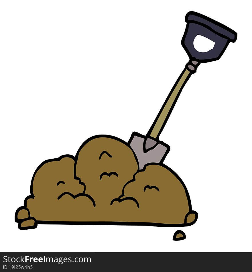 cartoon doodle shovel in dirt