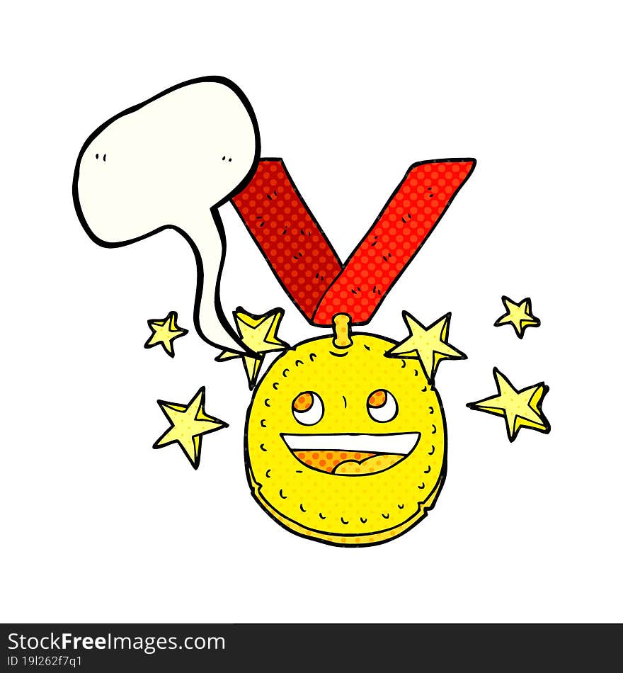 comic book speech bubble cartoon happy sports medal