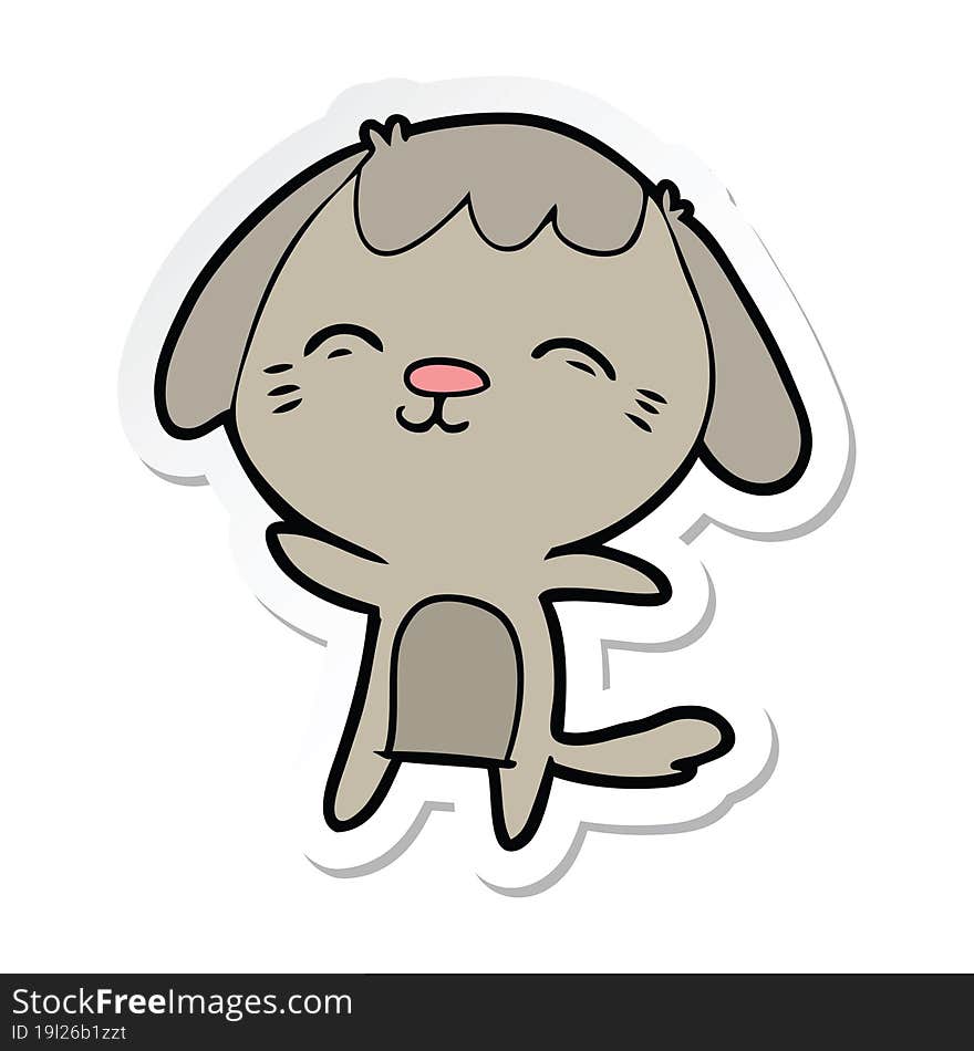 Sticker Of A Happy Cartoon Dog