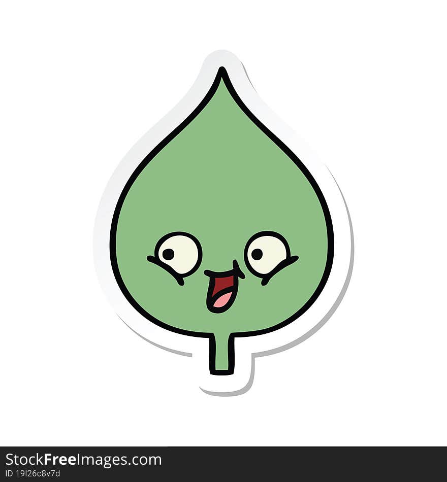 Sticker Of A Cute Cartoon Expressional Leaf