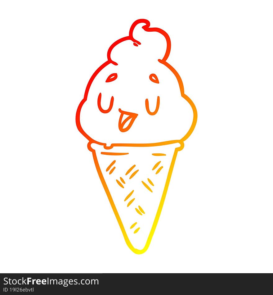 warm gradient line drawing cute ice cream