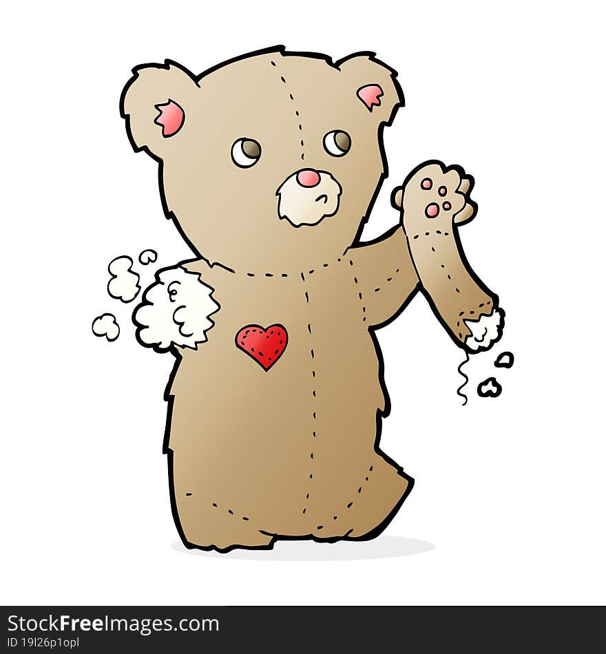 cartoon teddy bear with torn arm