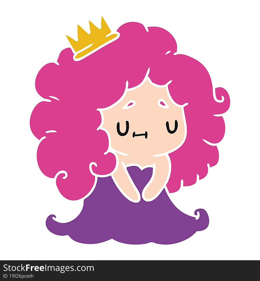 cartoon illustration of a cute kawaii princess girl. cartoon illustration of a cute kawaii princess girl