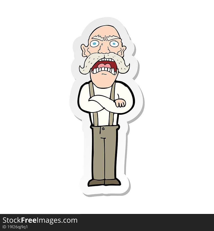 Sticker Of A Cartoon Shocked Old Man