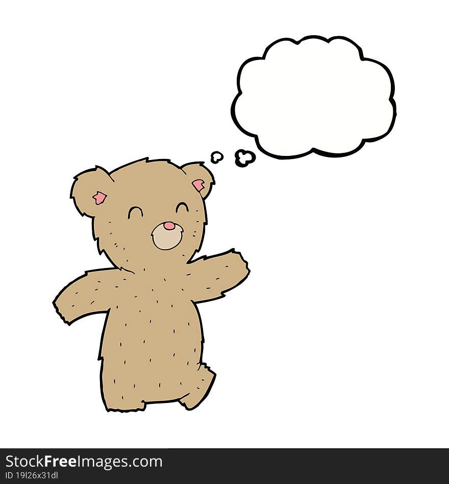 cartoon teddy bear with thought bubble