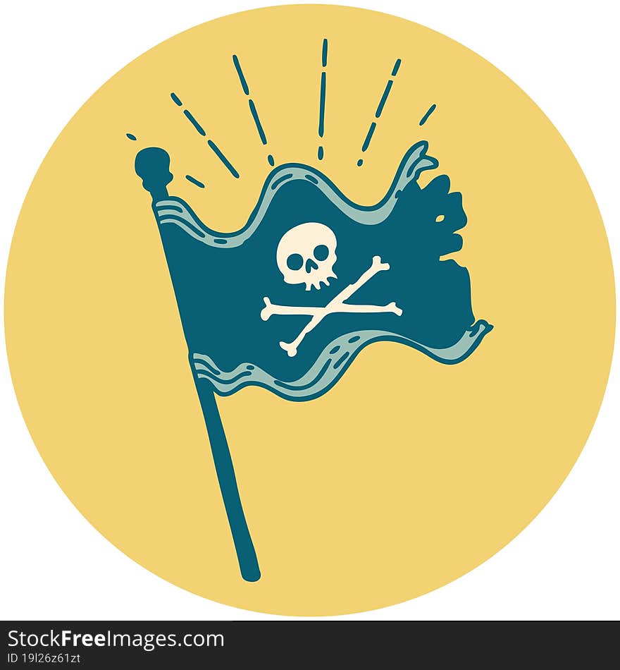 icon of tattoo style waving pirate flag