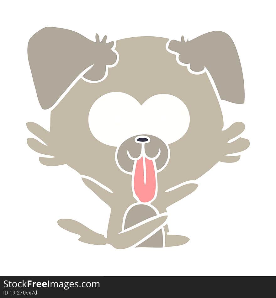 flat color style cartoon dog with tongue sticking out