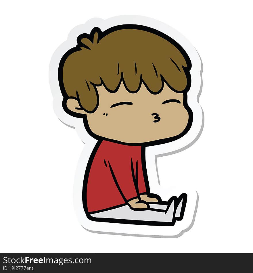 Sticker Of A Cartoon Frustrated Man