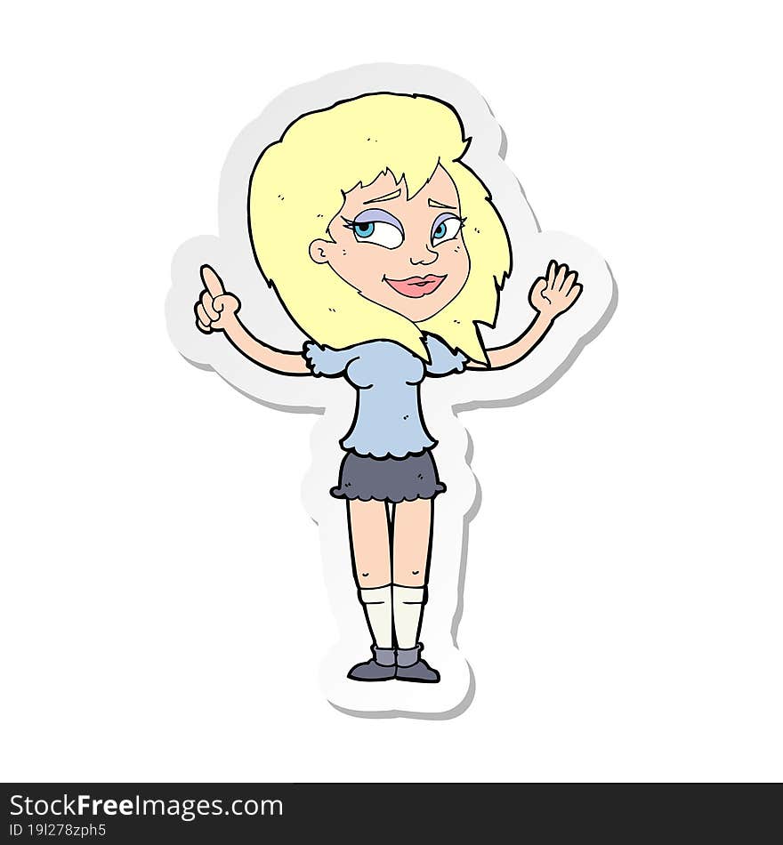 sticker of a cartoon woman with idea