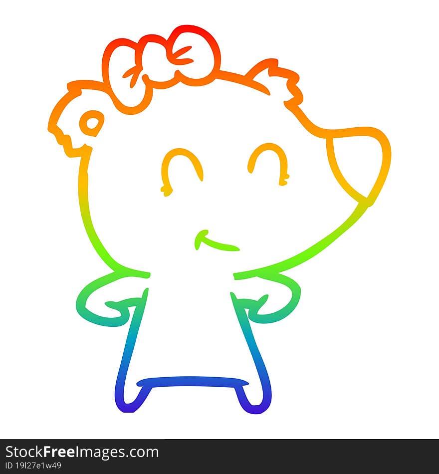 rainbow gradient line drawing female bear cartoon