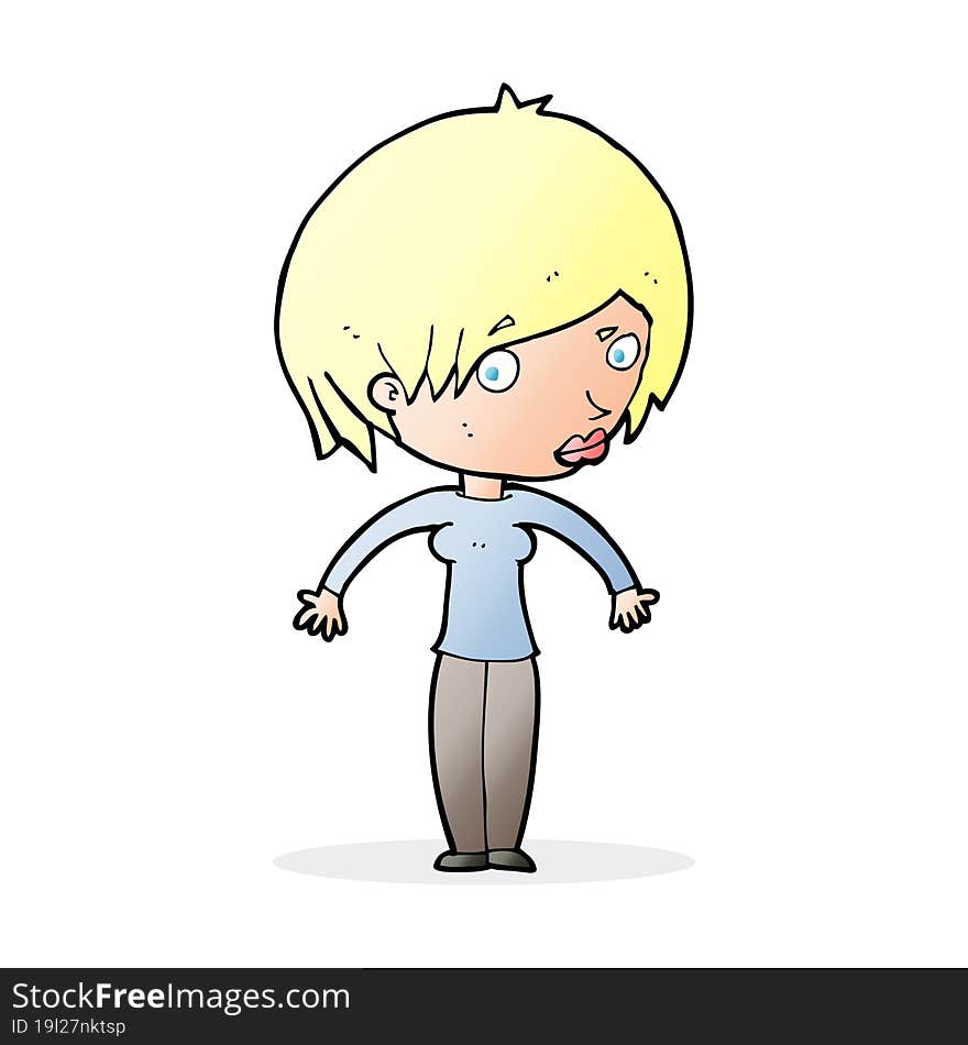 cartoon woman shrugging