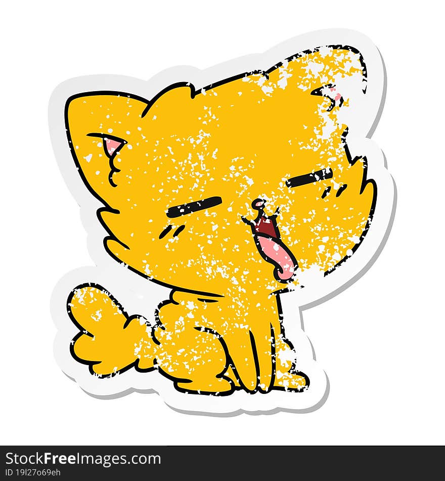 Distressed Sticker Cartoon Of Cute Kawaii Cat