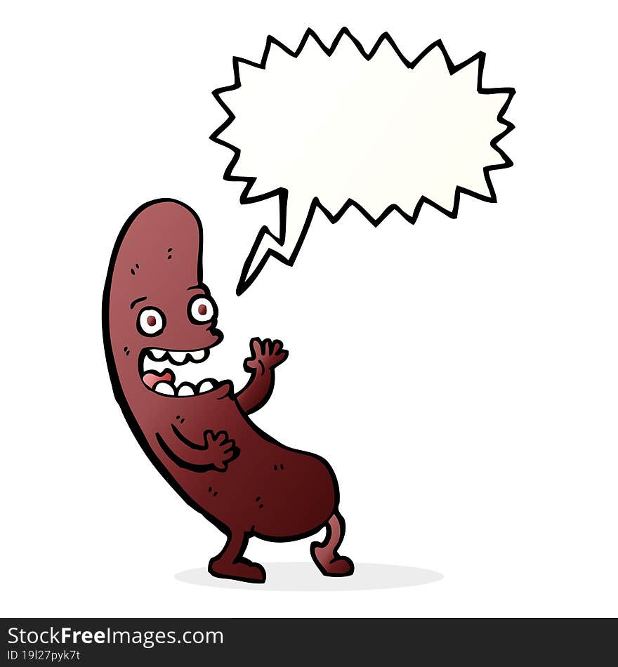 Cartoon Sausage With Speech Bubble