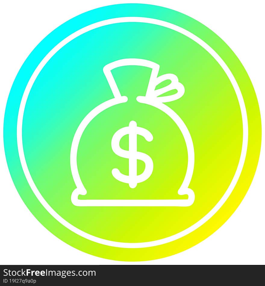 sack of money circular in cold gradient spectrum